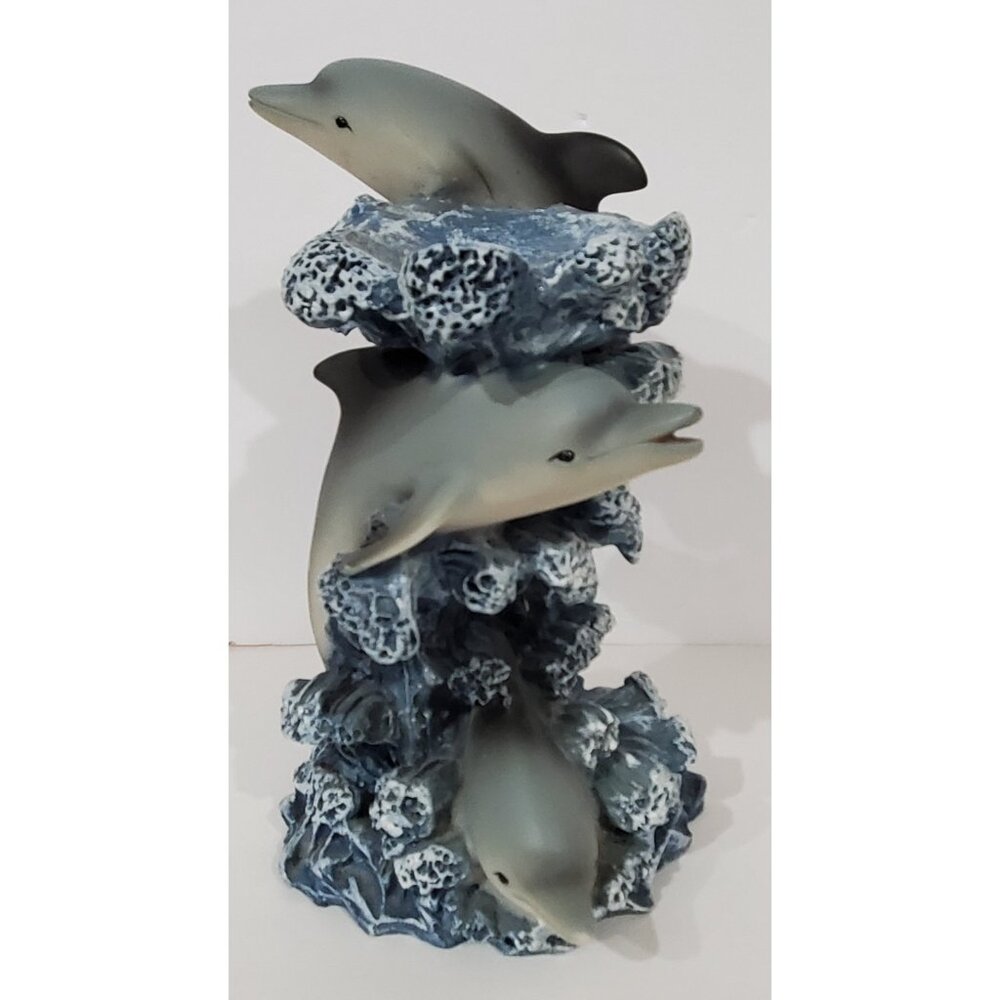 Lipco DOLPHIN TRIO in Ocean Waves Candle Holder soap dish figurine figure 6.5"H
